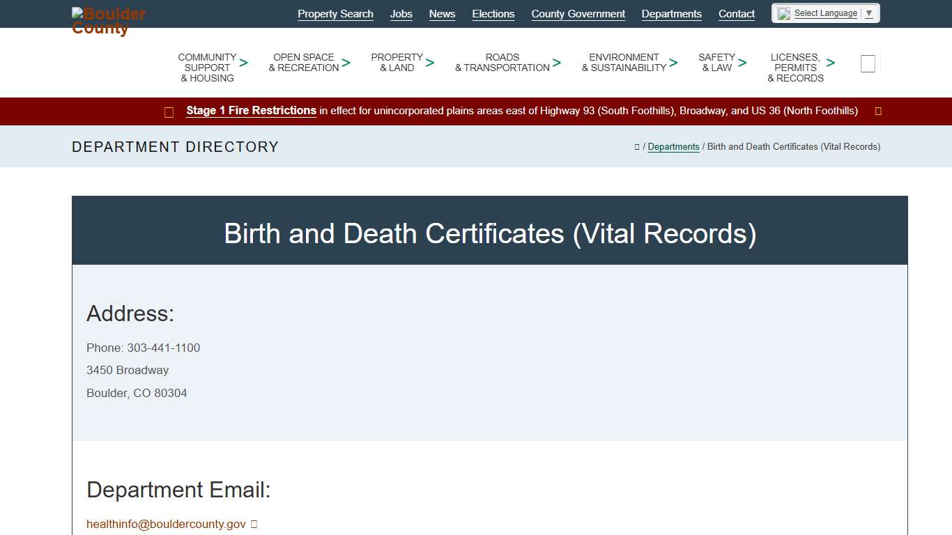 Birth and Death Certificates (Vital Records) - Boulder County